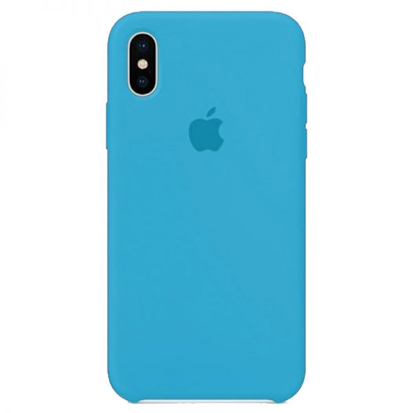 قاب سیلیکونی آیفون iPhone X/XS Silicone Case آبی کم رنگ X/XS