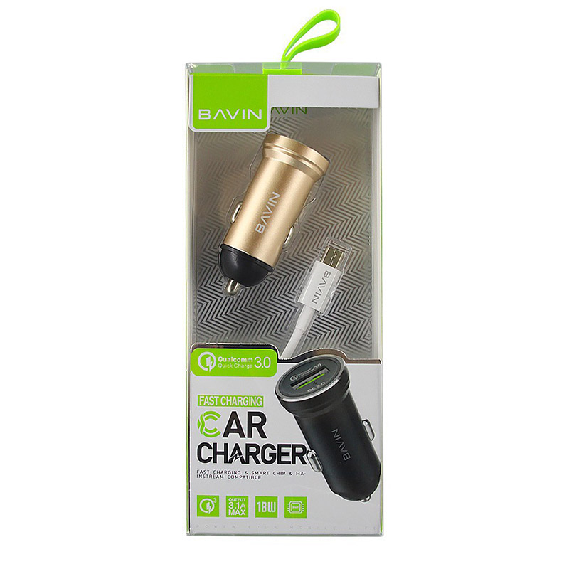 شارژر فندکی فست شارژ باوین BAVIN PC362 QC3.0 USB CAR CHARGER