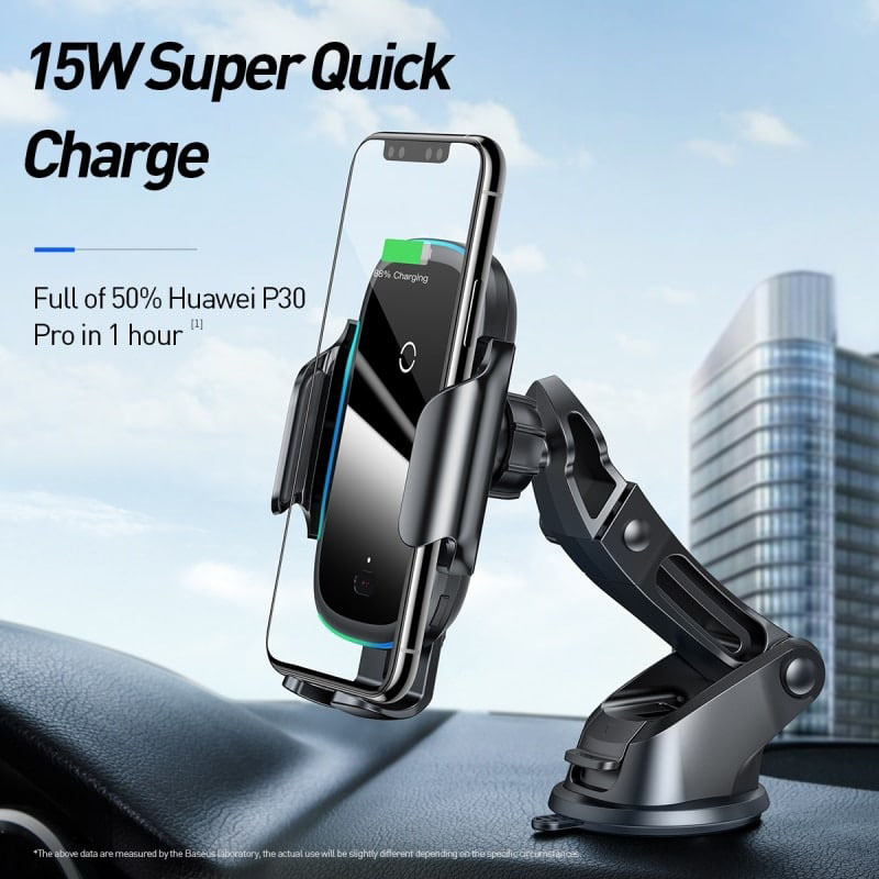 پایه نگهدارنده و شارژر وایرلس بیسوس Baseus Light Electric Car Holder Wireless Charger