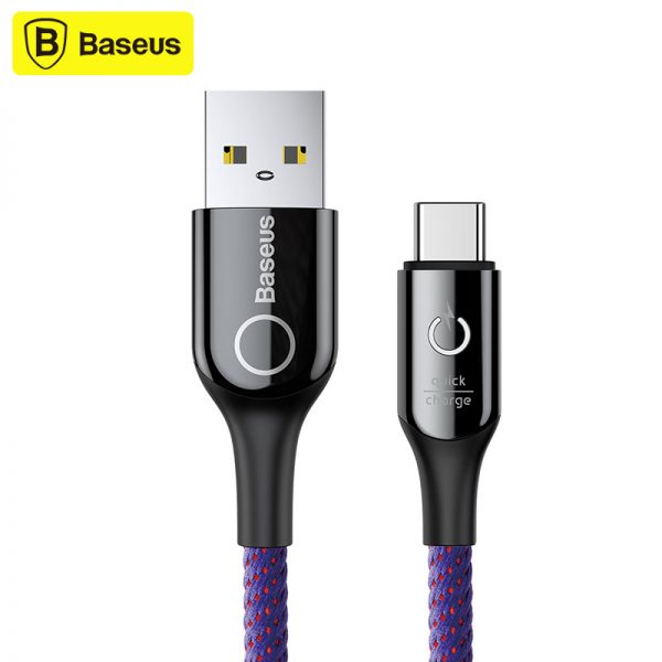 کابل شارژ تایپ سی هوشمند بیسوس Baseus C-shaped light intelligent Type-C cable