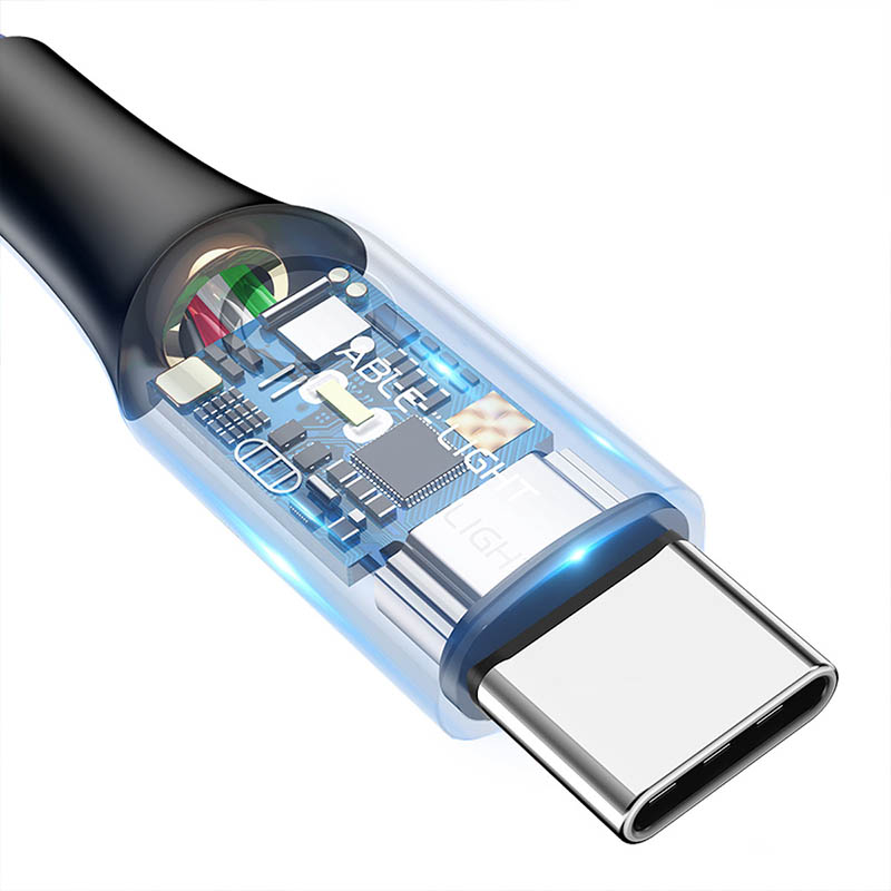 کابل شارژ تایپ سی هوشمند بیسوس Baseus C-shaped light intelligent Type-C cable