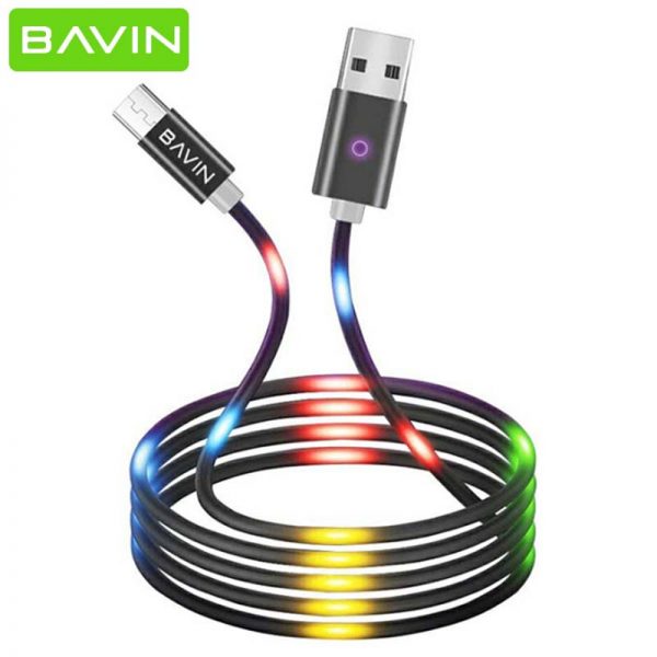 کابل شارژ رقص نور میکرو یو اس بی باوین Bavin CB-139 Led Micro USB Cable 1m