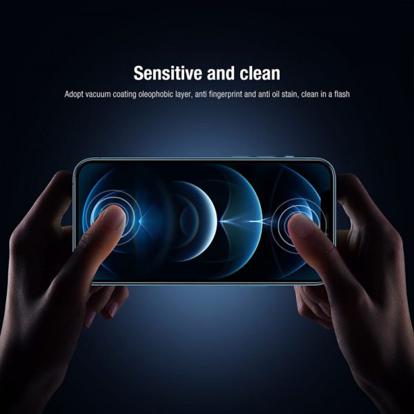 محافظ صفحه نمایش شیشه‌ای و دوربین نیلکین آیفون Nillkin Amazing 2-in-1 HD full screen glass Apple iPhone 12 Mini 5.4