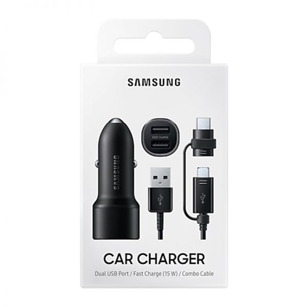 شارژر فندکی اصلی دو پورت فست شارژ سامسونگ Samsung Dual Fast Charge Car Charger