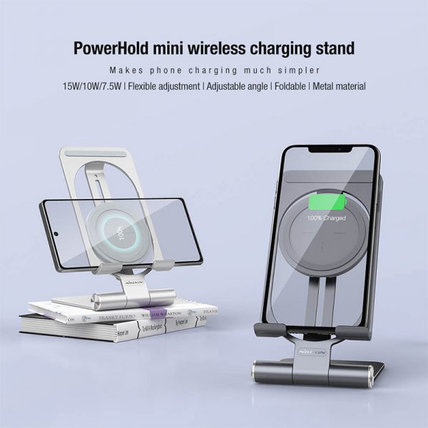هولدر رومیزی و وایرلس شارژ گوشی نیلکین Nillkin PowerHold Mini wireless charging stand