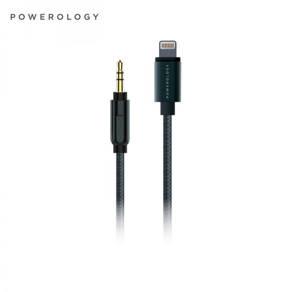 کابل AUX انتقال صدا به لایتنینگ پاورولوجی Powerology P12LAUGY AUX Cable  Lightning to 3.5mm AUX