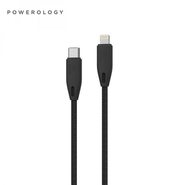 کابل لایتنینگ به تایپ سی پاورولوجی Powerology PCAB001 Braided USB-C to Lightning Cable
