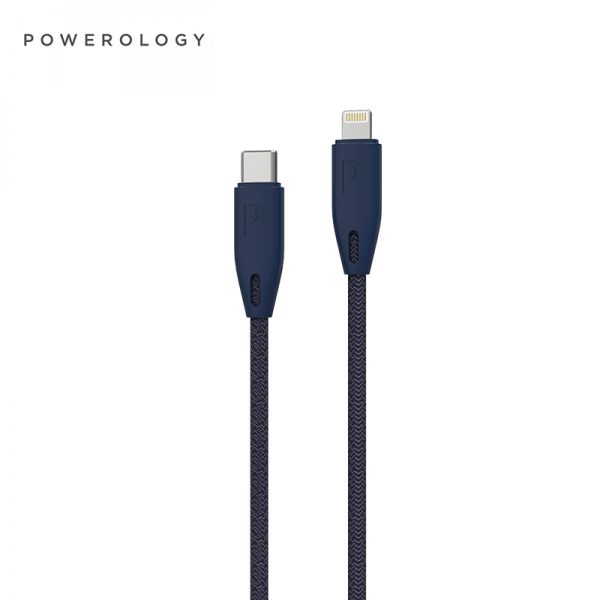 کابل لایتنینگ به تایپ سی پاورولوجی Powerology PCAB001 Braided USB-C to Lightning Cable