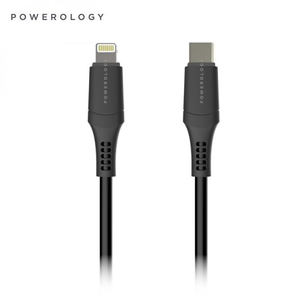 کابل لایتنینگ به تایپ سی پاورولوجی Powerology P12CLV2BK USB-C to Lightning Cable