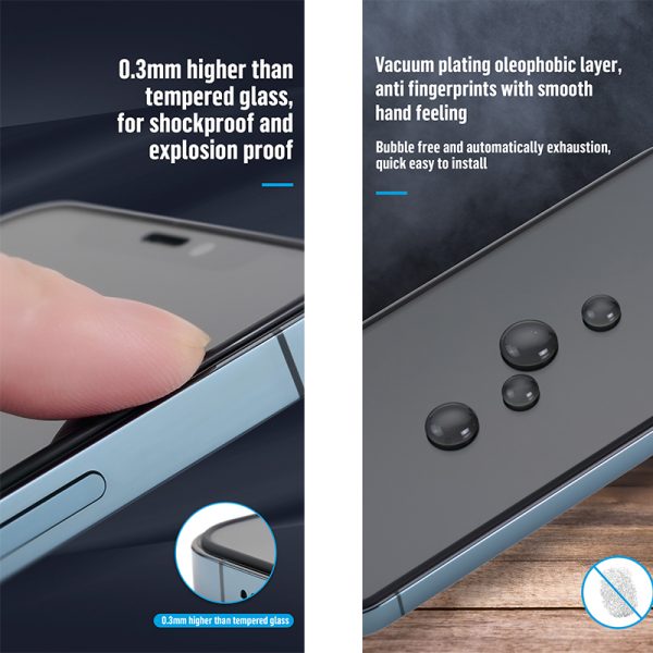 گلس گوشی آیفون 13 پرو مکس Glass Full Blueo Armor Silicone Edges Apple iPhone 13 Pro Max