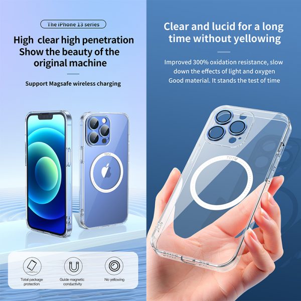 قاب محافظ دوربین فلزی با قابلیت شارژ با مگ سیف توتو TOTU Eagle Eye Series Hardcover Edition-Transparent Magnetic Case Apple iPhone 13 Pro Max