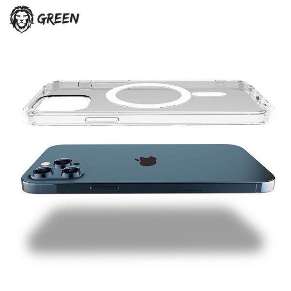 قاب شفاف گرین با قابلیت شارژ مگ سیف Green Lion 360° Anti-Shock Creative Magnetic iPhone 13 Pro