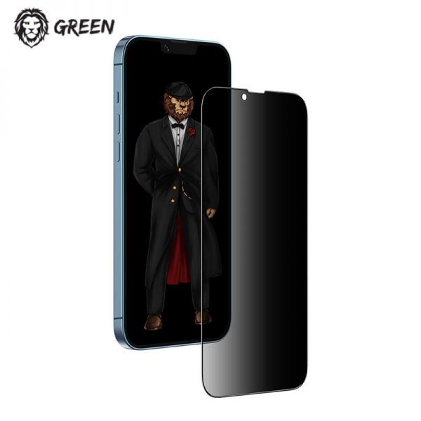 گلس پرایوسی iPhone 13 Pro Max گرین Green Lion 3D Privacy Scratch Free Round Edge Glass