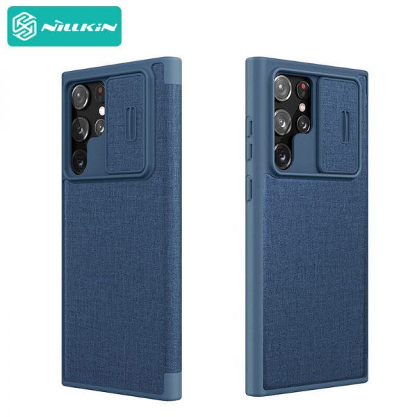 کیف چرمی پارچه ای S22 ultra نیلکین Nillkin Qin Pro Plain Leather + Cloth case