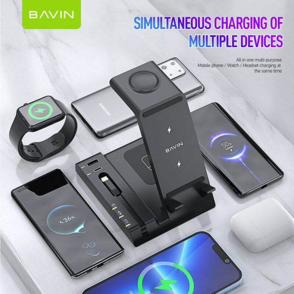 شارژر بی سیم شش کاره باوین BAVIN PC056 6 In 1 Wireless Charger