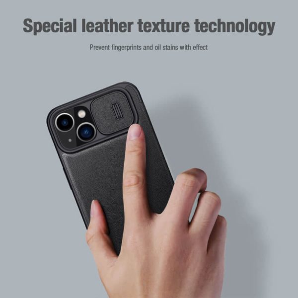 کیف چرمی پارچه ای نیلکین iPhone 14 Max مدل Nillkin Qin Pro Plain Leather + Cloth