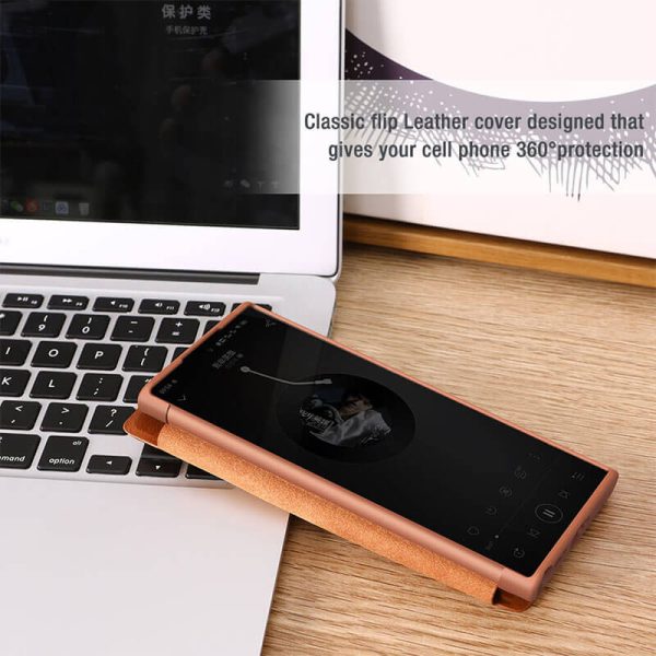کیف چرمی نیلکین S23 Ultra مدل Nillkin Qin Pro Leather Case