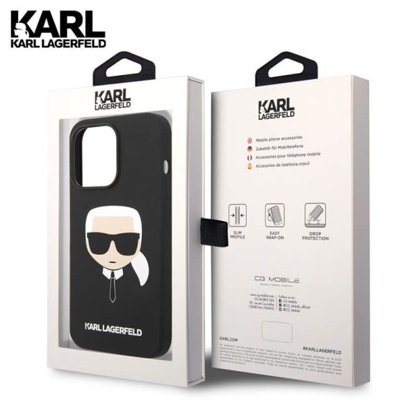 کاور سیلیکونی کارل لاگرفلد iPhone 14 Pro Max مدل karl Lagerfeld Head Silicone
