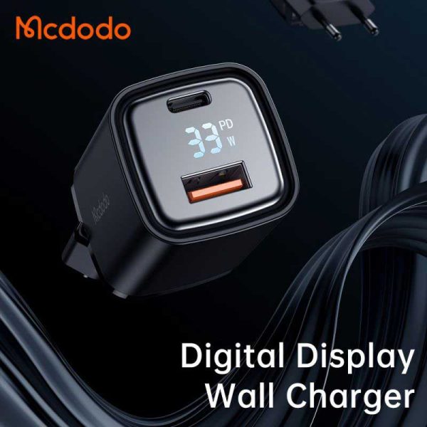 شارژر دیواری فست شارژ مک دودو ۳۳ وات MCDODO CH-1701 33W Digital Display Fast Charger