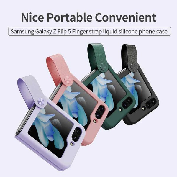 قاب سیلیکونی نیلکین Z Flip 5 مدل Nillkin Flex Flip Finger Strap liquid silicone case