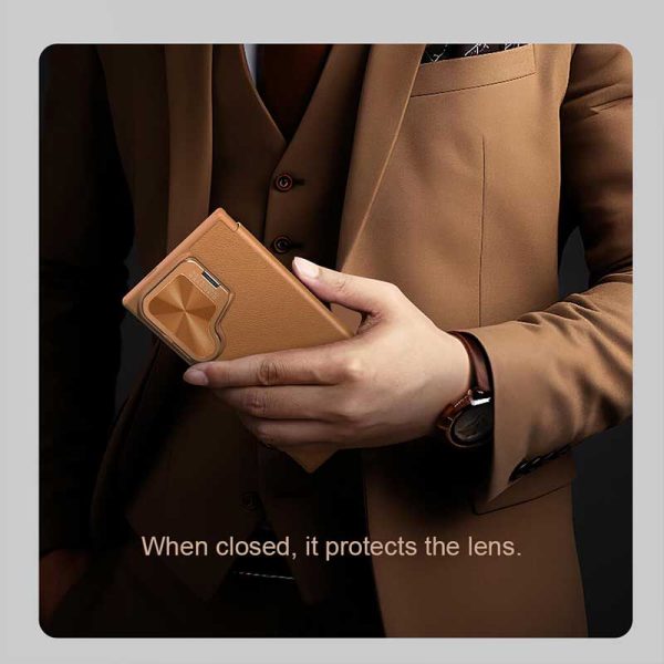 کیف چرمی نیلکین S24 Ultra مدل Nillkin Qin Prop Leather