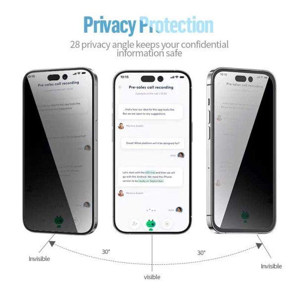گلس حریم شخصی آیفون 15 پرو مکس Glass Full Blueo Privacy Anti-PEEP Apple iPhone 15 Pro Max