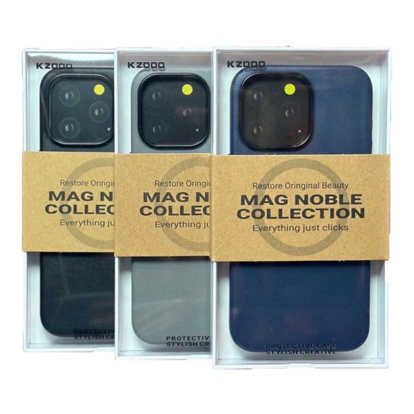 کاور چرمی برند KzDoo گوشی iPhone 15 Pro Max مدل Nobel با قابلیت شارژ مگ سیف